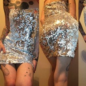 Women's silver glittery Small club dress